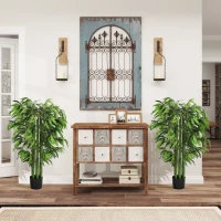 HOMCOM 4.6FT Artificial Bamboo Tree Set of 2, Decorative Faux Plant in Nursery Pot, Faux Tree for Home Indoor Decor(m-7)