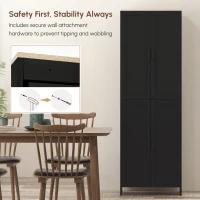 HOMCOM 67" 4-Door Kitchen Pantry Cabinet, Freestanding Storage Cabinet Cupboard with Adjustable Shelves, Black(m-5)