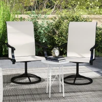 Outsunny Patio Swivel Chairs Set of 2, High Back Patio Dining Chairs with All-Weather Mesh for Backyard, Lawn, Garden, Cream(m-9)