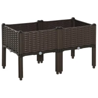 Outsunny 2-piece Raised Garden Bed PP Raised Flower Bed Plant Stand Stackable Vegetable Herb Grow Box(m-12)