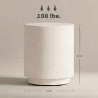 HOMCOM Lightweight Accent Table with Concrete Finish Round Side Table, Cream White(m-3)