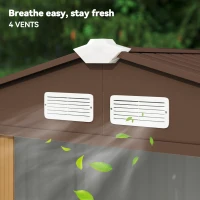 Outsunny 7' x 4' Outdoor Storage Shed, Garden Tool House w/ Foundation Kit Vents & Sliding Doors for Backyard Patio, Brown(m-8)