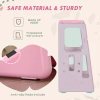Qaba Toddler Tower with Adjustable Height, Anti-slip Mat, Toddler Step Stool, Pink(m-5)