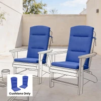 Outsunny Patio Chair Cushion for Adirondack Chairs Replacement Cushion with Back and Ties, Navy Blue(m-7)