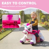 Qaba 12V Unicorn Ride on Toy, Battery Powered Kids Electric Ride on Horse with Carrot Toy, Comb, Animal Sounds, for Age 18-36 months(m-6)