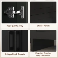 HOMCOM 67" 4-Door Kitchen Pantry Cabinet, Freestanding Storage Cabinet Cupboard with Adjustable Shelves, Black(m-8)