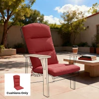 Outsunny Patio Chair Cushion for Adirondack Chairs Replacement Cushion with Back and Ties, Wine Red(m-8)