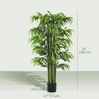 HOMCOM 5.3ft Artificial Tree Set of 2, Indoor Fake Bamboo with Pot, for Home, Office, and Living Room Decor(m-3)