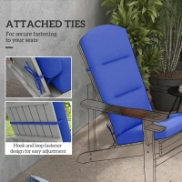 Outsunny Patio Chair Cushion for Adirondack Chairs Replacement Cushion with Back and Ties, Navy Blue(m-6)