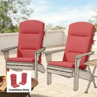 Outsunny Patio Chair Cushion for Adirondack Chairs Replacement Cushion with Back and Ties, Wine Red(m-9)