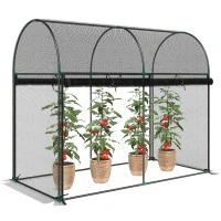 Outsunny Crop Cage, 6' x 3' x 5' Large Plant Protection Tent with Zippered Door, Outdoor Garden Cage, Black(m-11)