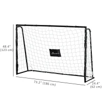 Soozier 6ft x 4ft Soccer Goal Net with Metal Frame, PE Mesh, Ground Stakes, Easy Assembly, Black(m-3)