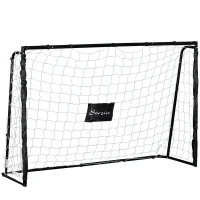 Soozier 6ft x 4ft Soccer Goal Net with Metal Frame, PE Mesh, Ground Stakes, Easy Assembly, Black(m-2)