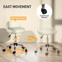 HOMCOM Salon Stool, Adjustable Rolling Stool, White(m-6)