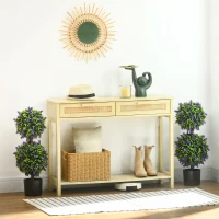 HOMCOM 2.3ft Set of 2 Artificial Plants, Lavender Flowers Ball Trees with Pot, for Home Indoor Outdoor Decor(m-4)