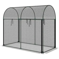 Outsunny Crop Cage, 6' x 3' x 5' Large Plant Protection Tent with Zippered Door, Outdoor Garden Cage, Black(m-1)