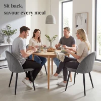 HOMCOM Armless Dining Chairs with Curved Backrest, Velvet-feel Accent Chairs for Kitchen, Living Room, Guest Room, Grey(m-4)