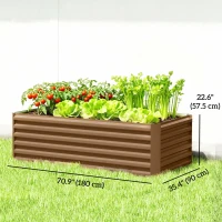 Outsunny 6' x 3' x 2' Raised Garden Bed, Galvanized Planter Box for Growing Flowers, Herbs and Vegetables, Brown(m-3)