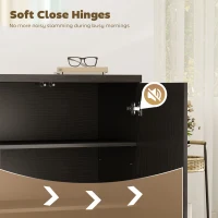 HOMCOM Sideboard Buffet Cabinet Set of 2, Kitchen Cabinet with Soft-Close Door and Adjustable Shelves, Distressed Black Grey(m-7)