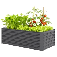 Outsunny 6' x 3' x 2' Raised Garden Bed, Galvanized Planter Box for Growing Flowers, Herbs and Vegetables, Dark Grey(m-2)