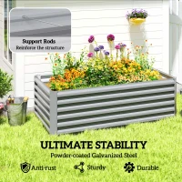 Outsunny 6' x 3' x 2' Raised Garden Bed, Galvanized Planter Box for Growing Flowers, Herbs and Vegetables, Light Grey(m-5)