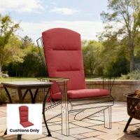 Outsunny Patio Chair Cushion for Adirondack Chairs Replacement Cushion with Back and Ties, Wine Red(m-7)