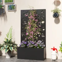 Outsunny Metal Garden Bed with Trellis for Climbing Plants, Freestanding or Wall Mounted Flower Bed for Garden, Patio, Balcony(m-10)