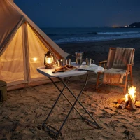 Outsunny Folding Picnic Table 5-Level Height Adjustment, Portable Camping Table for Outdoor Indoor Use 30" x 20", White(m-9)