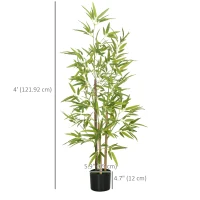 HOMCOM Set of 2 4ft Artificial Tree, Indoor Fake Bamboo with Pot, for Home Office Living Room Decor(m-3)