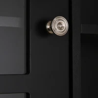 HOMCOM Kitchen Buffet with Hutch, Storage Pantry with 3 Cabinets, 2 Open Shelves and Large Countertop, Black(m-13)