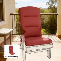Outsunny Patio Chair Cushion for Adirondack Chairs Replacement Cushion with Back and Ties, Wine Red(m-9)