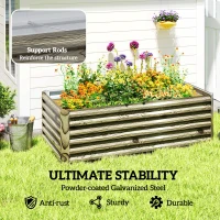 Outsunny 6' x 3' x 2' Raised Garden Bed, Galvanized Planter Box for Growing Flowers, Herbs and Vegetables, Light Wood Effect(m-5)