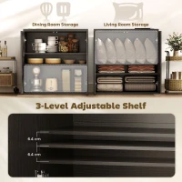 HOMCOM Sideboard Buffet Cabinet Set of 2, Kitchen Cabinet with Soft-Close Door and Adjustable Shelves, Distressed Black Grey(m-5)