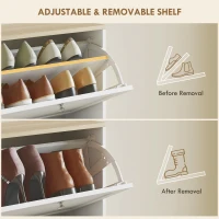 HOMCOM Modern Shoe Storage with 3 Flip Drawers and Adjustable Shelves, Shoe Cabinet Organizer for 12-18 Pairs of Shoes, White(m-5)