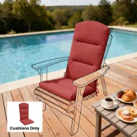 Outsunny Patio Chair Cushion for Adirondack Chairs Replacement Cushion with Back and Ties, Wine Red(m-10)