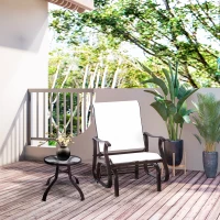 Outsunny Outdoor Glider Chair, Patio Glider with Steel Frame and Mesh Fabric, Outdoor Patio Chair for Backyard, Garden and Porch, Cream White(m-1)