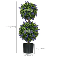 HOMCOM 2.3ft Set of 2 Artificial Plants, Lavender Flowers Ball Trees with Pot, for Home Indoor Outdoor Decor(m-3)
