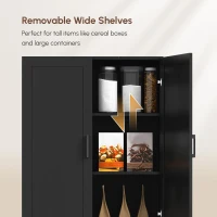 HOMCOM 67" 4-Door Kitchen Pantry Cabinet, Freestanding Storage Cabinet Cupboard with Adjustable Shelves, Black(m-6)