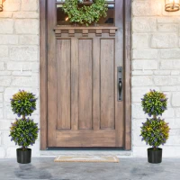 HOMCOM 2.3ft Set of 2 Artificial Plants, Lavender Flowers Ball Trees with Pot, for Home Indoor Outdoor Decor(m-1)