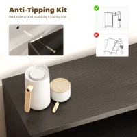 HOMCOM Sideboard Buffet Cabinet Set of 2, Kitchen Cabinet with Soft-Close Door and Adjustable Shelves, Distressed Black Grey(m-9)