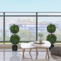 HOMCOM 2.3ft Set of 2 Artificial Plants, Lavender Flowers Ball Trees with Pot, for Home Indoor Outdoor Decor(m-8)