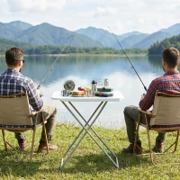 Outsunny Folding Picnic Table 5-Level Height Adjustment, Portable Camping Table for Outdoor Indoor Use 30" x 20", White(m-7)