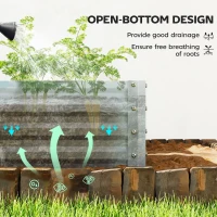 Outsunny Galvanized Raised Garden Beds, Outdoor Planter Box, Set of 2, for Flowers, Herbs and Vegetables, Silver(m-5)