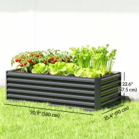 Outsunny 6' x 3' x 2' Raised Garden Bed, Galvanized Planter Box for Growing Flowers, Herbs and Vegetables, Dark Grey(m-3)