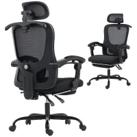 HOMCOM Office Chair, Ergonomic Mesh Computer Desk Chair with Adjustable Headrest, Lumbar Support, Black(m-11)