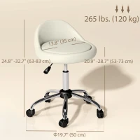 HOMCOM Salon Stool, Adjustable Rolling Stool, White(m-3)