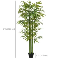 HOMCOM 6 FT Artificial Tree Bamboo Tree Fake Plants in Pot for Home Office Living Room Decor, Green(m-3)