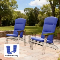 Outsunny Patio Chair Cushion for Adirondack Chairs Replacement Cushion with Back and Ties, Navy Blue(m-1)