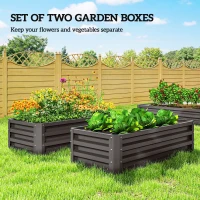 Outsunny Galvanized Raised Garden Beds, Outdoor Planter Box, Set of 2, for Flowers, Herbs and Vegetables, Dark Grey(m-4)