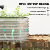 Outsunny 2Pcs Galvanized Raised Garden Bed, 6 x 2 x 2 ft Modular Metal Garden Beds with Rubber Strip Edging, Silver(m-9)